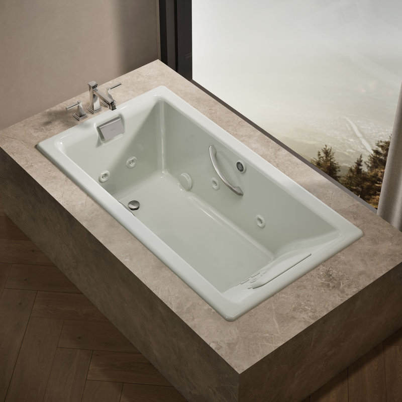 Tea-for-Two 66" x 36" drop-in whirlpool bath, Dune