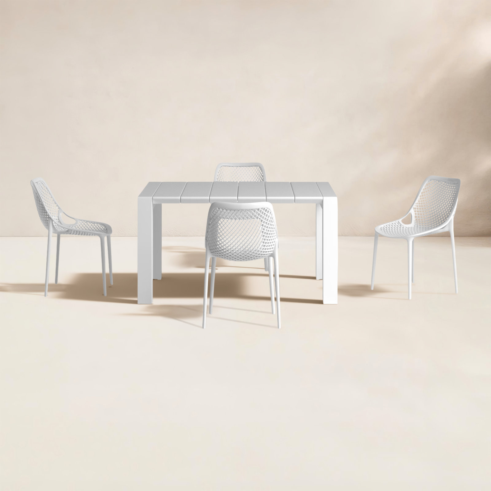 Asherton 39" Patio Dining Set, White