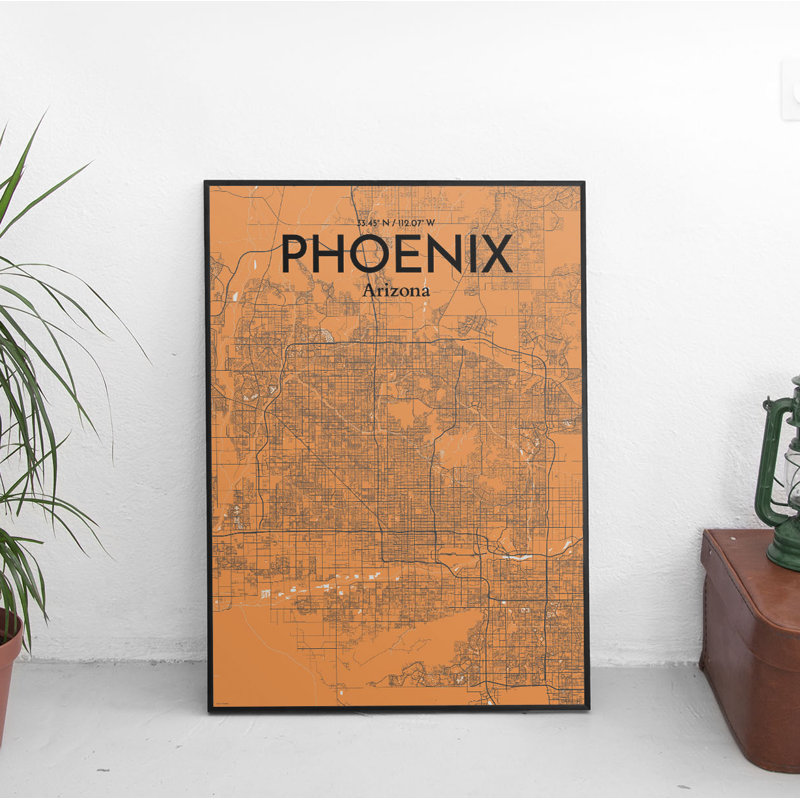 Phoenix City Map - No Frame Print, 43.2cm H x 27.9cm W x 0.13cm D