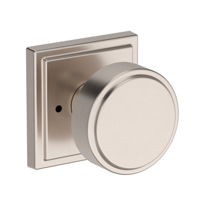 Vashon Privacy Knob with Stepped Square Rose in Satin Nickel