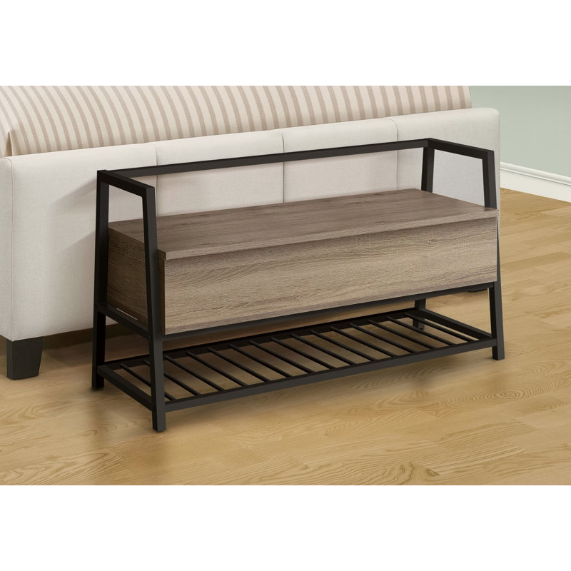 Banc, vestibule, couloir, rangement, 42 po rectangulaire, stratifié, métal, contemporain, moderne, Taupe