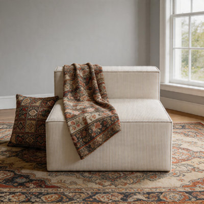39" Luxury Corduroy Armless Compression Module Sofa No Assembly Required