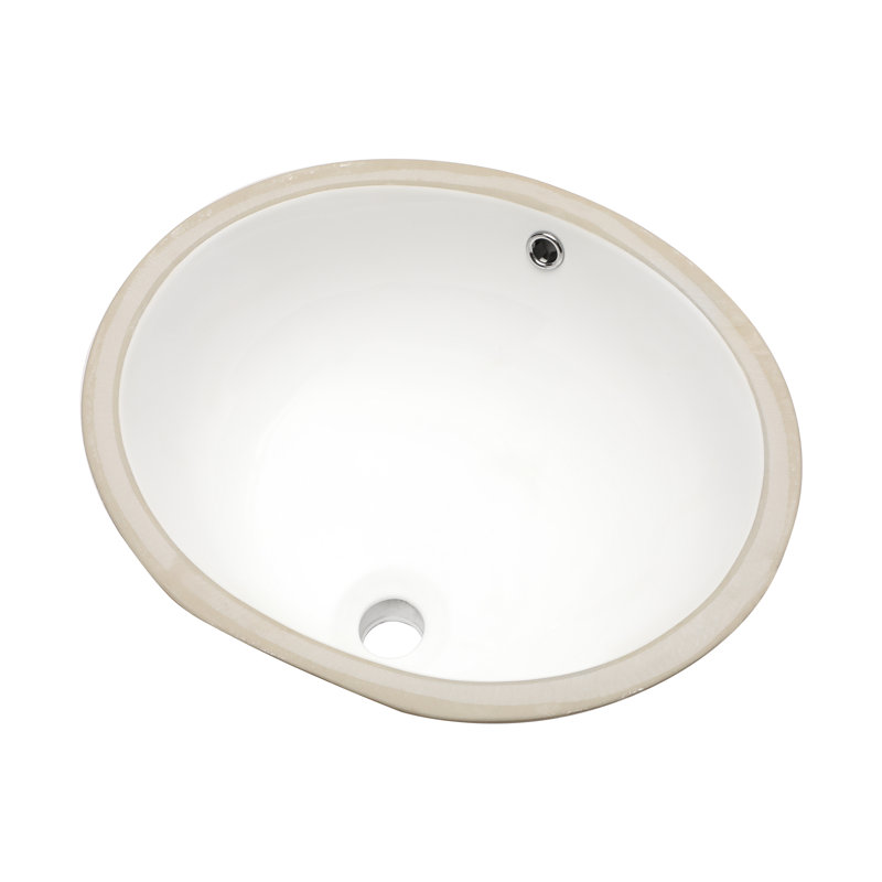 Lavabo de salle de bain circulaire encastré en céramique lisse avec trou d'évacuation 19 po x 16 po