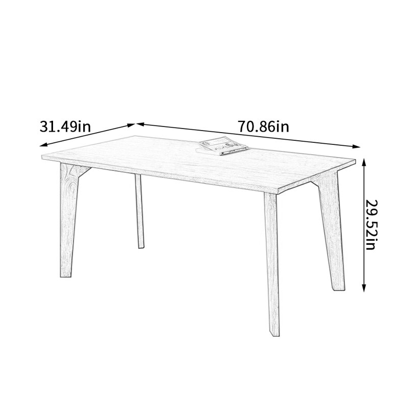 Bureau d'écriture classique en bois massif d'orme durable, H 29,52 po x l 70,86 po x P 31,49 po
