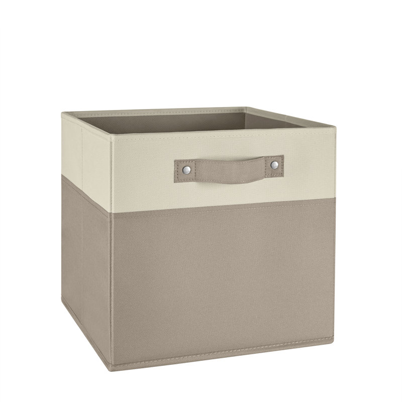 Taupe Two-Tone Fabric Collapsible Cube Storage Bins for Kids