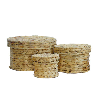 Ensemble de 3 boîtes rondes en velours tissé 10 po