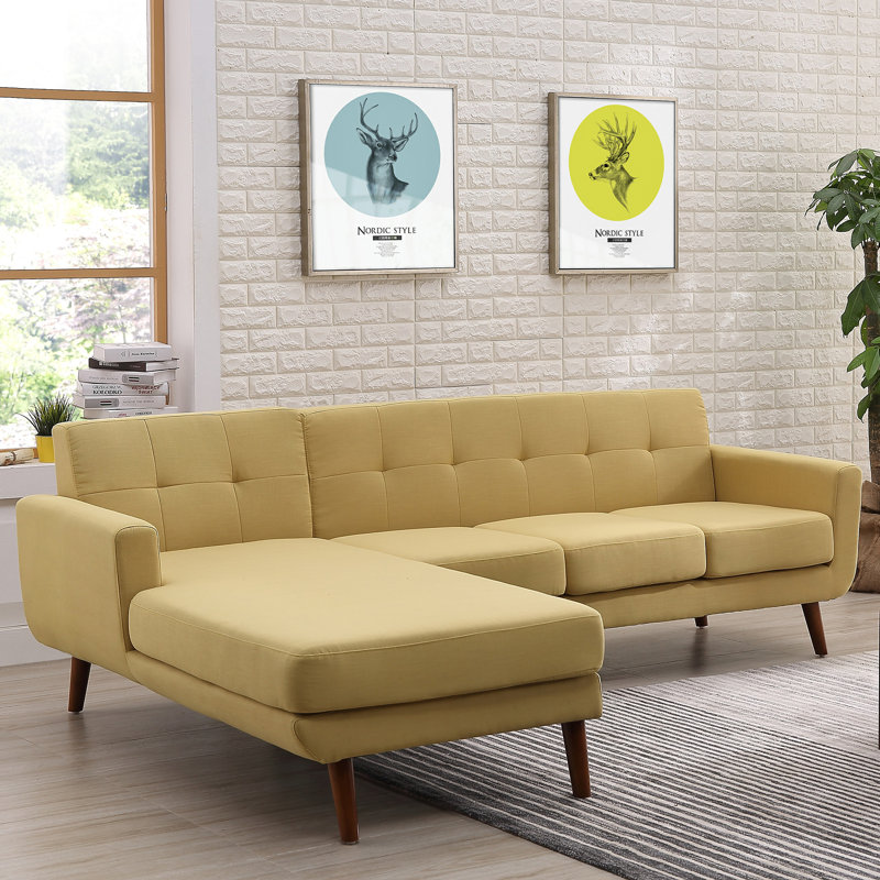 Canapé et chaise longue 98,48 po Barnet, Orienté à gauche (vu de face), Jaune Naples