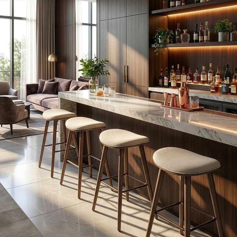 Tabouret Makenzy, Tabouret de bar (siège d'une hauteur de 29 po), Beige