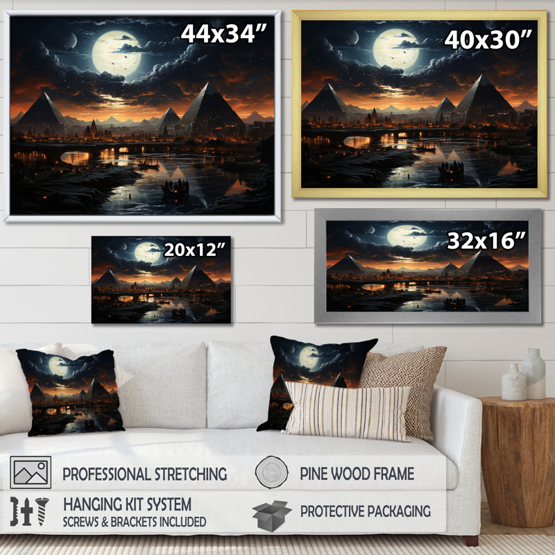 " Egypt Celestial Sky Pyramid ", Black Picture Framed, 30" H x 40" W x 1.5" D