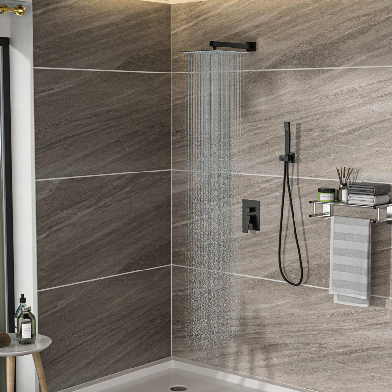 Matte Black Shower - 10 Inch Dual Head With Rainfall And Handheld, 1.8 Gpm, Stainless Steel, Wall Mounted, Innovative Design Finish, Handheld Shower, Stable Performance