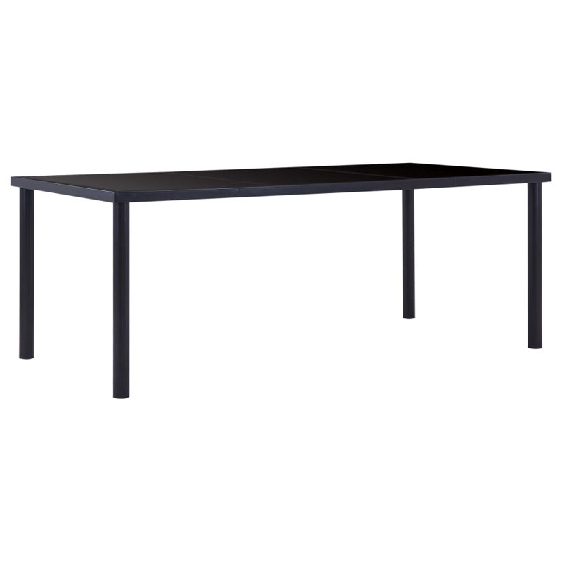 Searcy Glass Top Metal Base Dining Table, 75cmH x 160cmL x 80cmW, Black