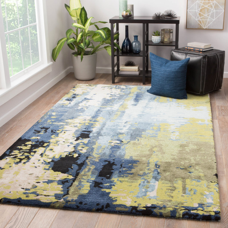 Tapis touffeté à la main à motif abstrait Fleishman, Rectangle 9 pi x 13 pi
