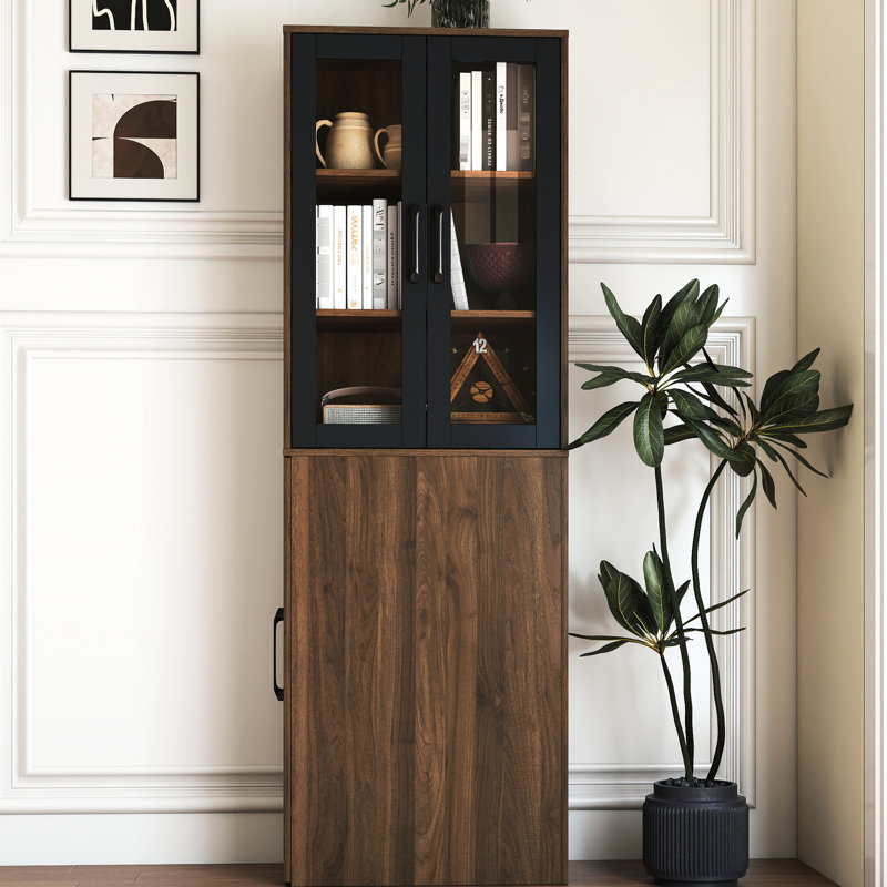Vitrine 69,29 "avec tablette à 4 niveaux et 2 portes en verre pour le bureau