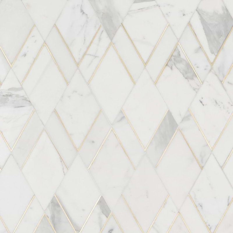 Enver Calacatta Polished And Brass Mosaic
