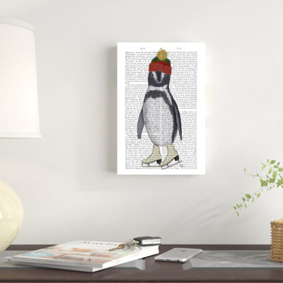 " Penguin Ice Skating Book Print " by Fab Funky