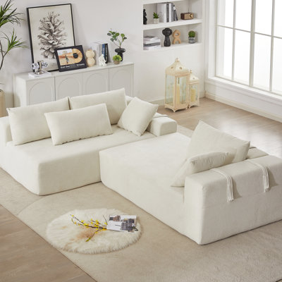 Canapé modulaire rembourré en chenille pour le salon, en forme de L de 108 po avec 6 coussins, canapé moderne au design élégant pour la chambre, option peu encombrante