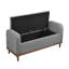 Banc de chambre à dessus relevable, revêtement Mid-Century moderne, tissu texturé gris, rangement en bois massif-131295859