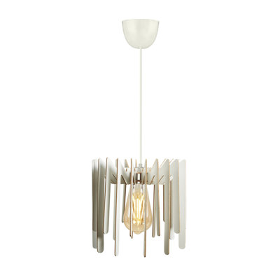 Lustre élégant en zigzag, blanc, 8,7 po x 9,1 po | Câble réglable, corps en panneau de fibres à densité moyenne, douille E27 de 40 W maximum | Parfait pour la décoration scandinave, solution d'éclairage élégante pour le salon et la salle à manger