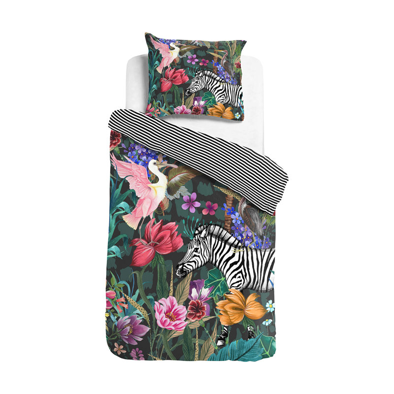 Green Satin 200 TC, 155 x 220 cm  - 1 Pillowcase (80 x80 cm)