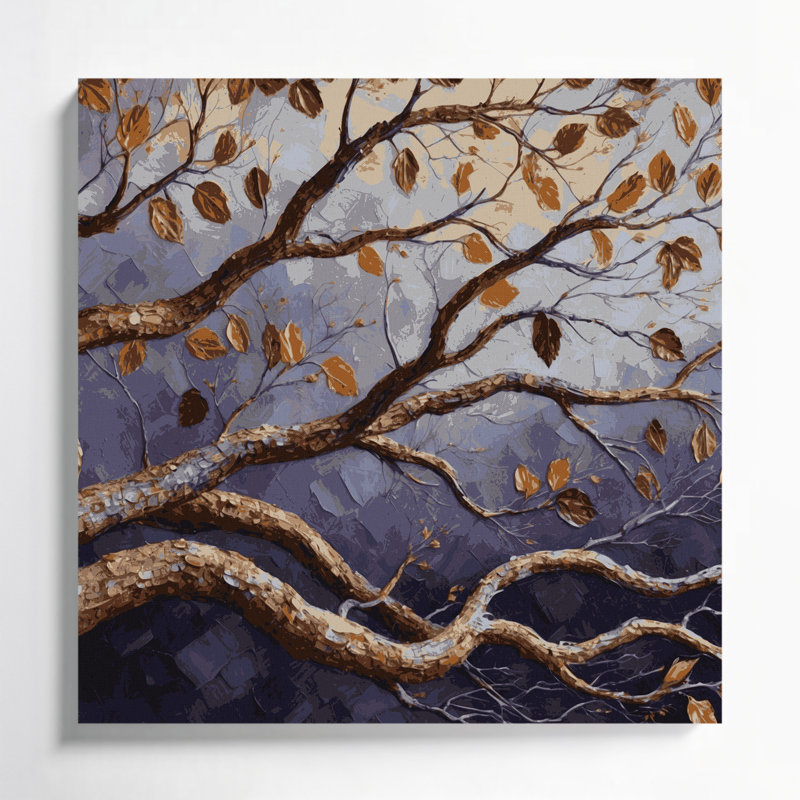 Art mural sur toile Botanical Pecan Branches, H 12 po x l 12 po