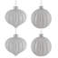 Ornements de Noël en verre rayé boule et oignon - 3 po (80 mm) - blanc et argent - 4 carats