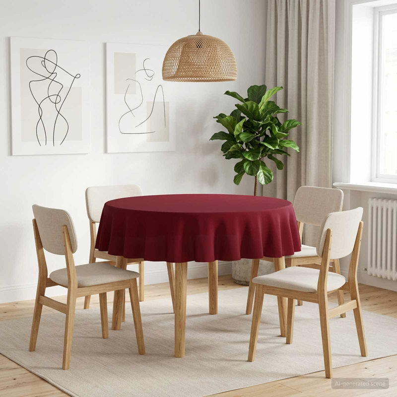  Table Cloth Tablecloth Dining Cover Kitchen Living Room Polyester Decor, Wine Red, 1