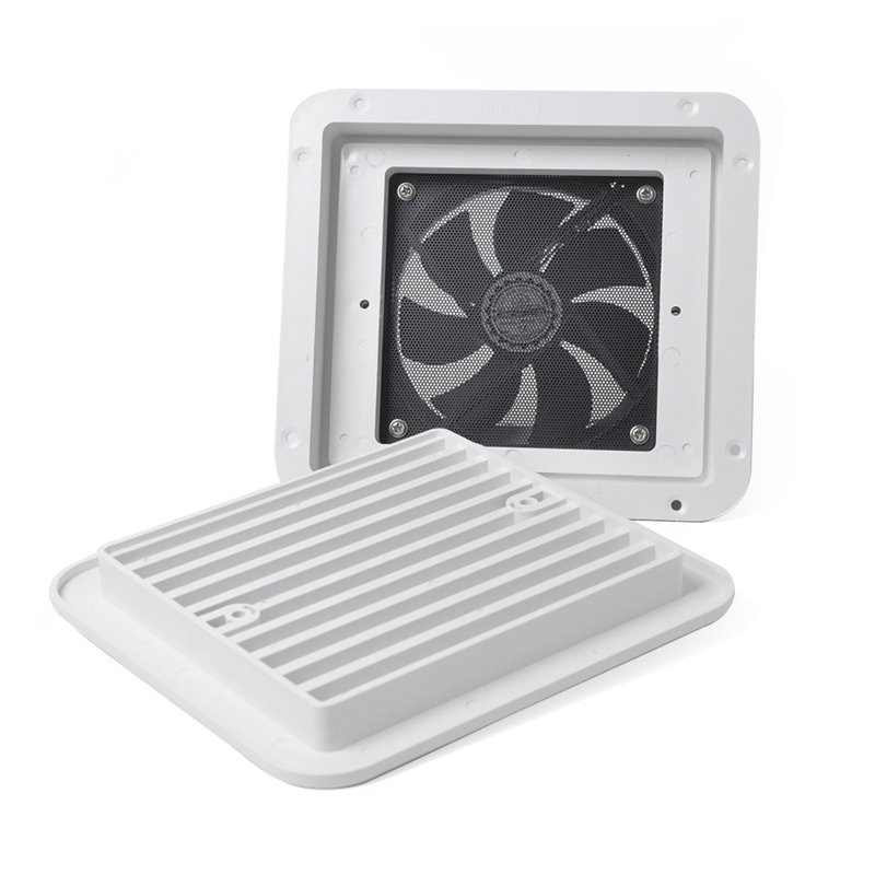 White 12V Silent Side Exhaust Air Fan for RVs and Trailers