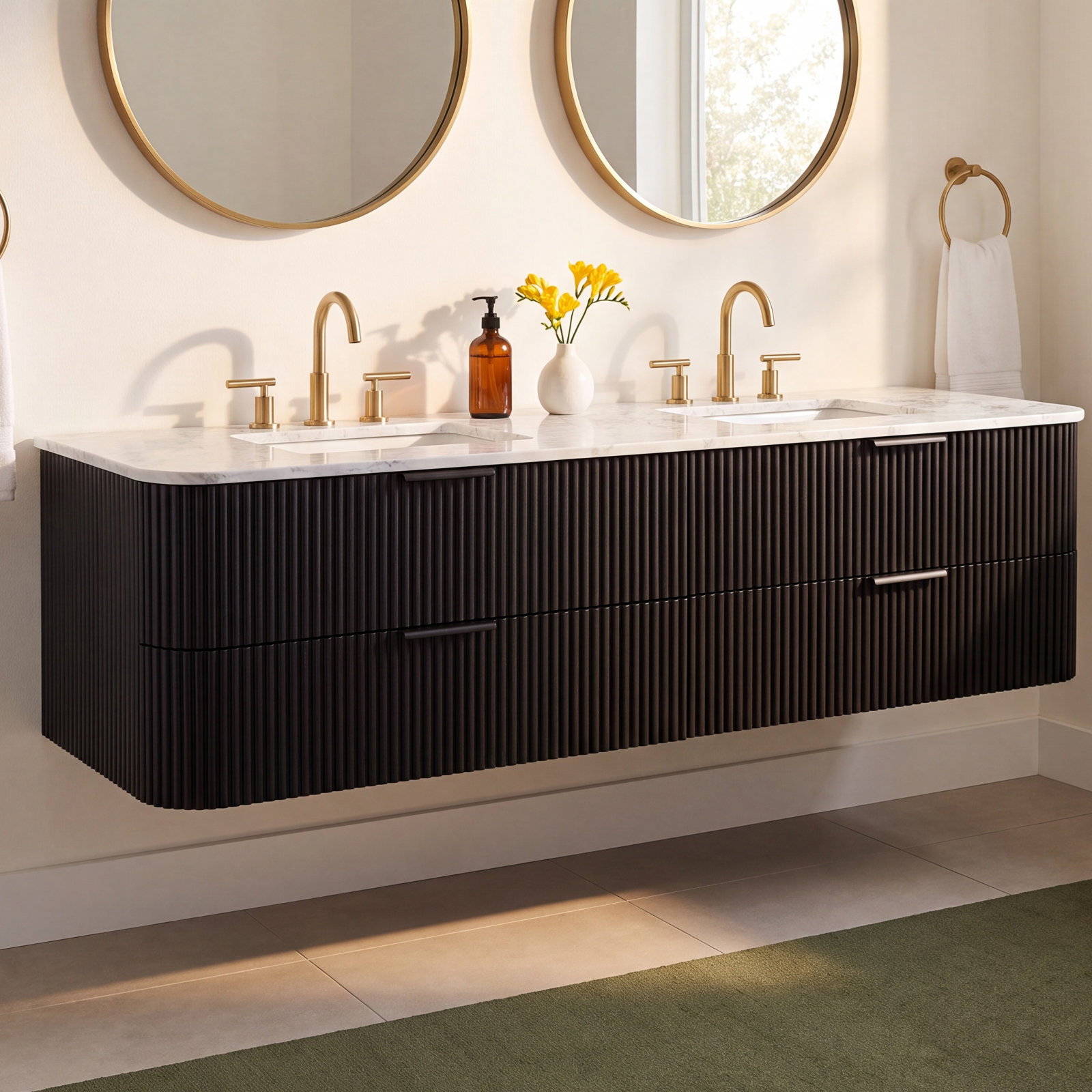 Nova 72" Carrara Marble Double Bathroom Vanity