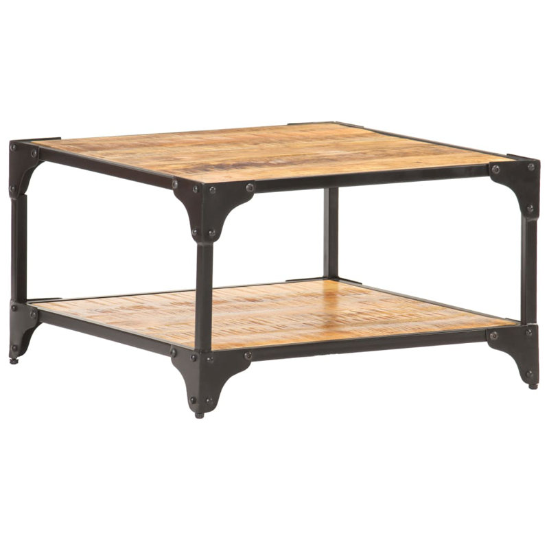Balcar Frame Single Coffee Table with Storage, Mango Wood, 13.8" H x 23.6" L x 23.6" W