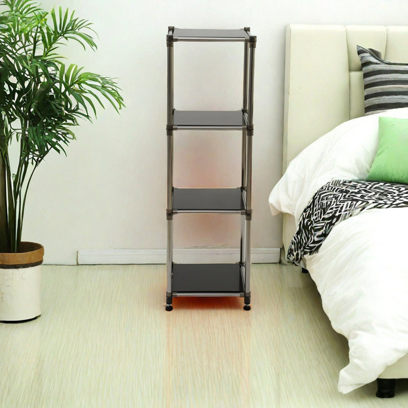 Korean 4-Tier Heavy Duty Stainless Steel Storage Shelving Unit, 100Lbs/Shelf (49"H X 14.9"W X 13.7"D) For Indoor/Outdoor Organization , Modular Rack,  Extremely Durabl