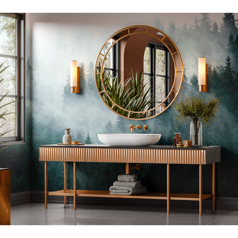 Murale paysage non collé Danyael - vert forêt de montagne foncé, Vinyle, L 173 po x L 124 po