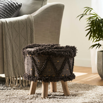 Fabriqué à la main 16,41 po - Combinaison de laine et de coton avec base en bois d'eucalyptus robuste de 16 po