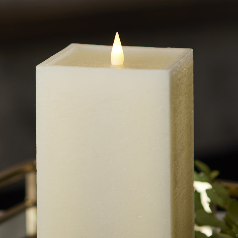 Bougie carrée classique sans flamme, Ivoire ivoire, 9 po x 3 po sans flamme