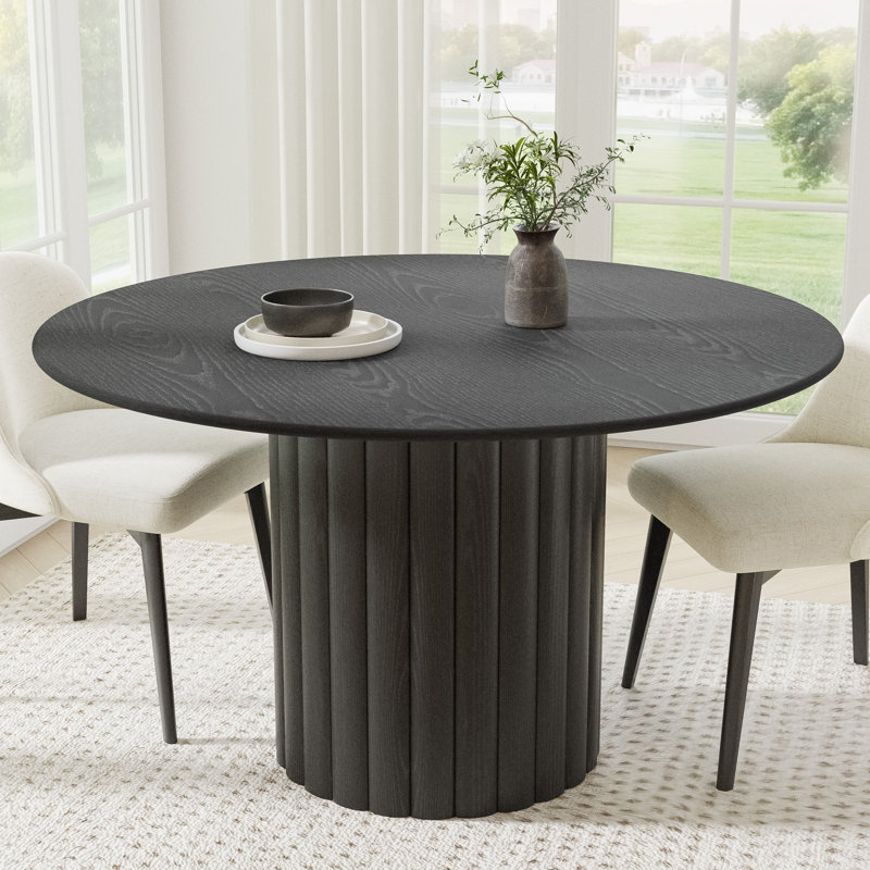 Table de salle à manger en bois massif, H 30 po x L 52 po x l 52 po, Noir, noir, noir, noir