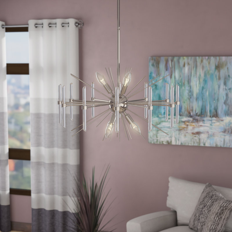 Lustre sphérique Spoutnik à 6 lumières avec accents de cristal Eris