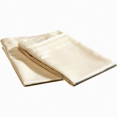 CoolBreeze 700 Thread Count Cotton Pillowcase Set - Modern Solid Sateen, Breathable & Cooling, Extra Comfort Cover - Includes 2 Ivory Pillowcases