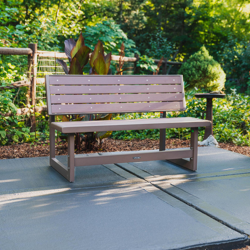 Mocha Brown Polystyrene Convertible Outdoor Bench with Steel Frame
