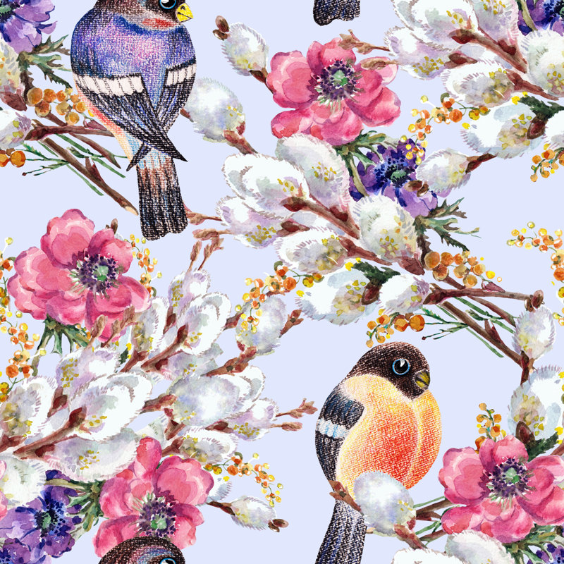Rouleau de papier peint à peler et coller Birds and Willows, L 16,67 po x l 25 po