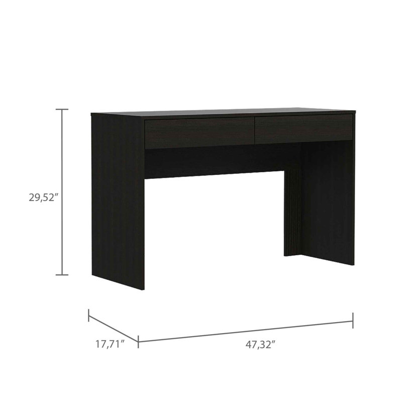 Bureau d'ordinateur avec deux tiroirs Makalyn, Noir