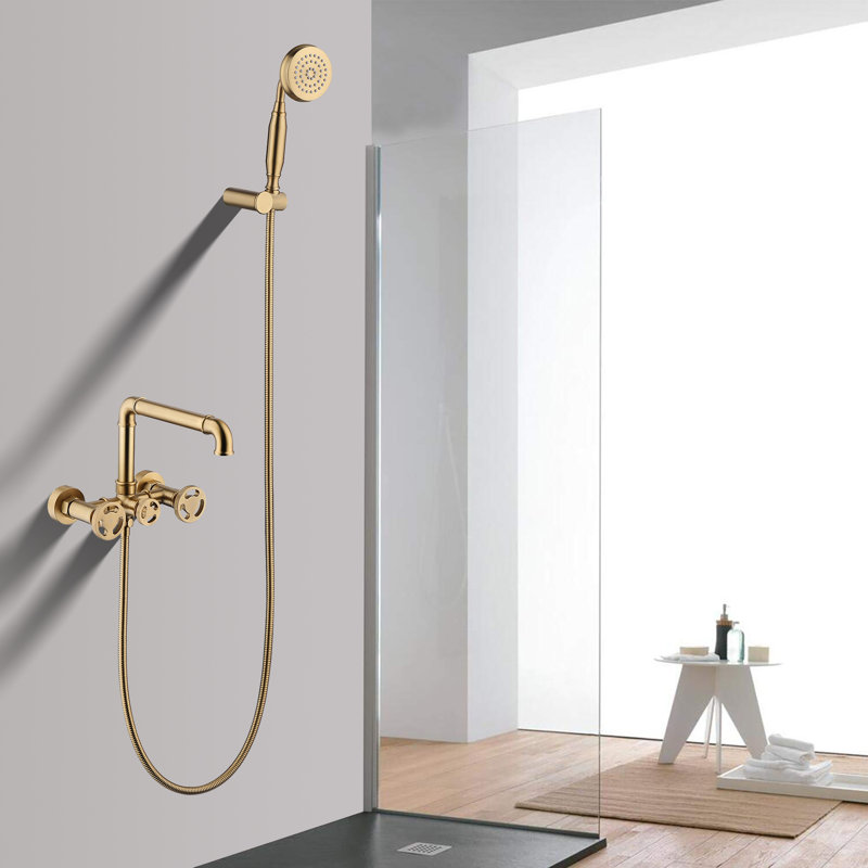 Roind Bathroom Tub Spout with Diverter, Brushed Gold