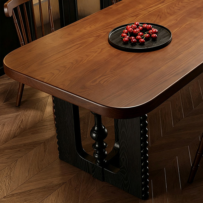 Walnut solid wood rectangular dining table, 29.53" H x 78.74" W x 31.5" D