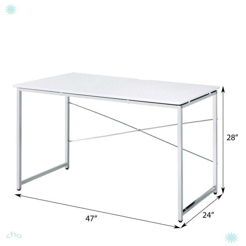 Vanity Desk With X-Shape Cross Bar, White
