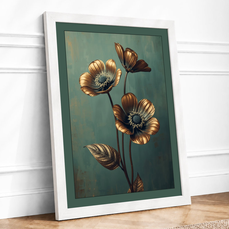 Single Stem In Gold Botanical - Print, A1 - 84.1 x 59.4 cm, White