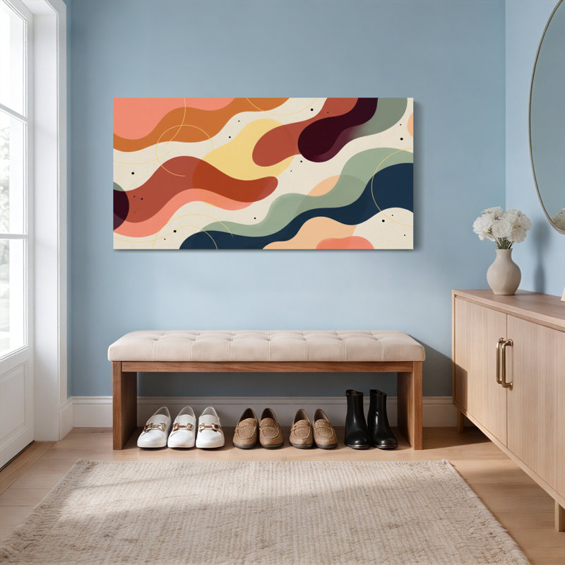 Motif ondulé abstrait, reproduction d'art sur toile tendue sur toile, ensemble de 1, H 20 po x l 40 po