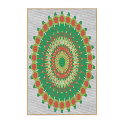 Laine tissée à la machine abstraite en laine et polyester vert/orange/gris Tapis décoratif