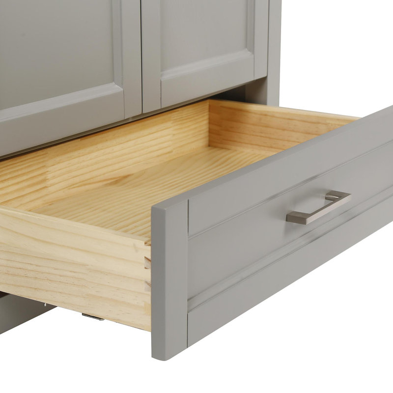 30" Freestanding Bathroom Vanity With Sink, Carrara Engineered Marble Vanity Top With Under-Mounted Rectangular Ceramic Sink, Large Storage Soft-Close Door, Solid Wood Frame, Grey 24V03-30GR