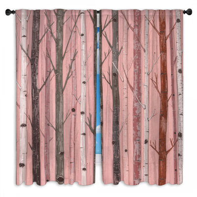 Tall Birch Trees Window Curtains Forest Sheer & Room Darkening - 2 Panels