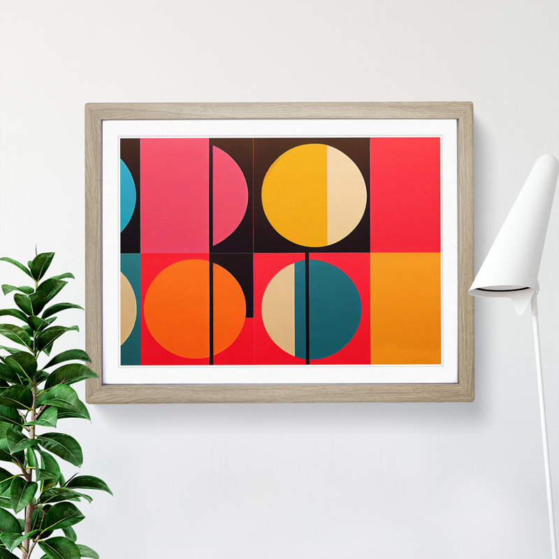 Scandinavian Abstract Vol.2 - Single Picture Frame Painting, 34cm H x 46cm W x 2cm D, Oak 