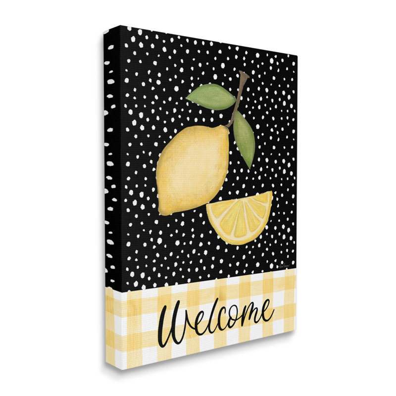 «Country Welcome Sign Polka Dot» par Lisa Larson Licensing - impression sur toile, Toile tendue, H 20 po x l 16 po x P 1,5 po