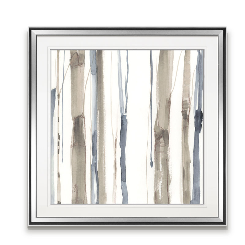 « duo tone trees », peinture, H 16 po x l 16 po x P 1,5 po, Encadrement argenté